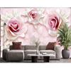 3d Mural Fresh Embossed Pink Roses Wallpaper Living Room Bedroom Wall Murals Home Decor