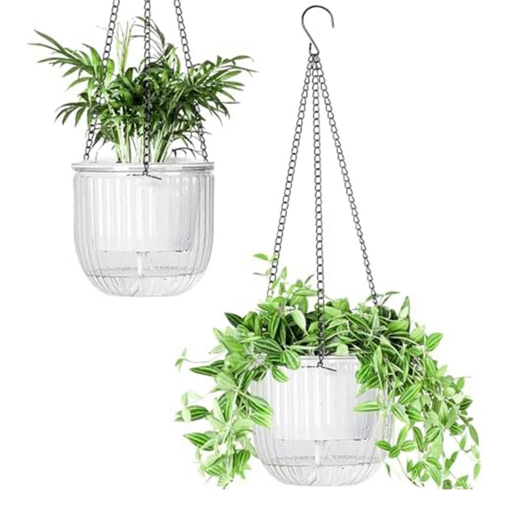 Hanging Plant Pot Set Featuring Self Watering Capability and Stylish Design