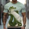 Crocodile Print Funny T-Shirt 3D Animal Men's T Shirts Summer Short Sleeve Male Pullover Oversized