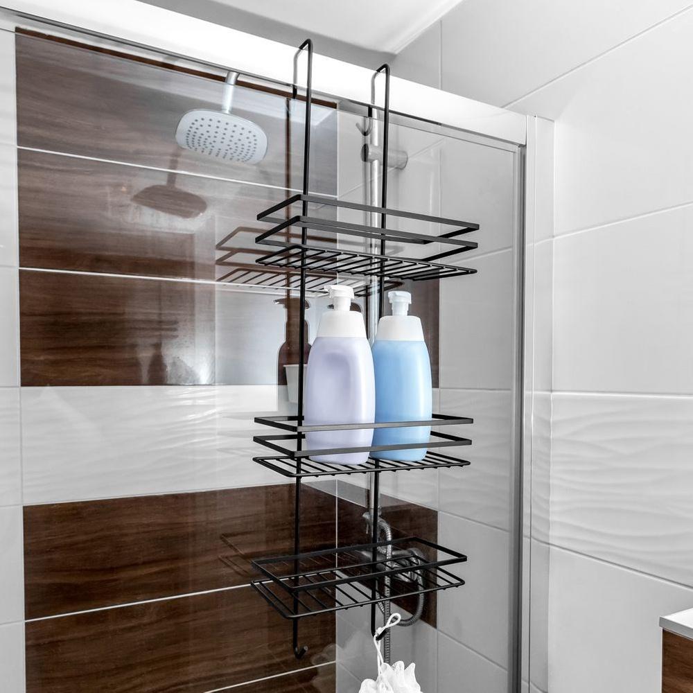 Vilde Black Metal Hanging Three-Tier Shower Caddy and Organizer 25 x 20 x 78.5 cm