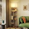 Floor Lamp with Shelves, 3000K-6500K, Remote Control, E27 Bulb, Natural