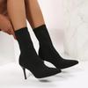 Sexy Sock Boots Knitting Stretch Boots High Heels for Women Fashion Shoes Spring Autumn Ankle Boots Female Size 42
