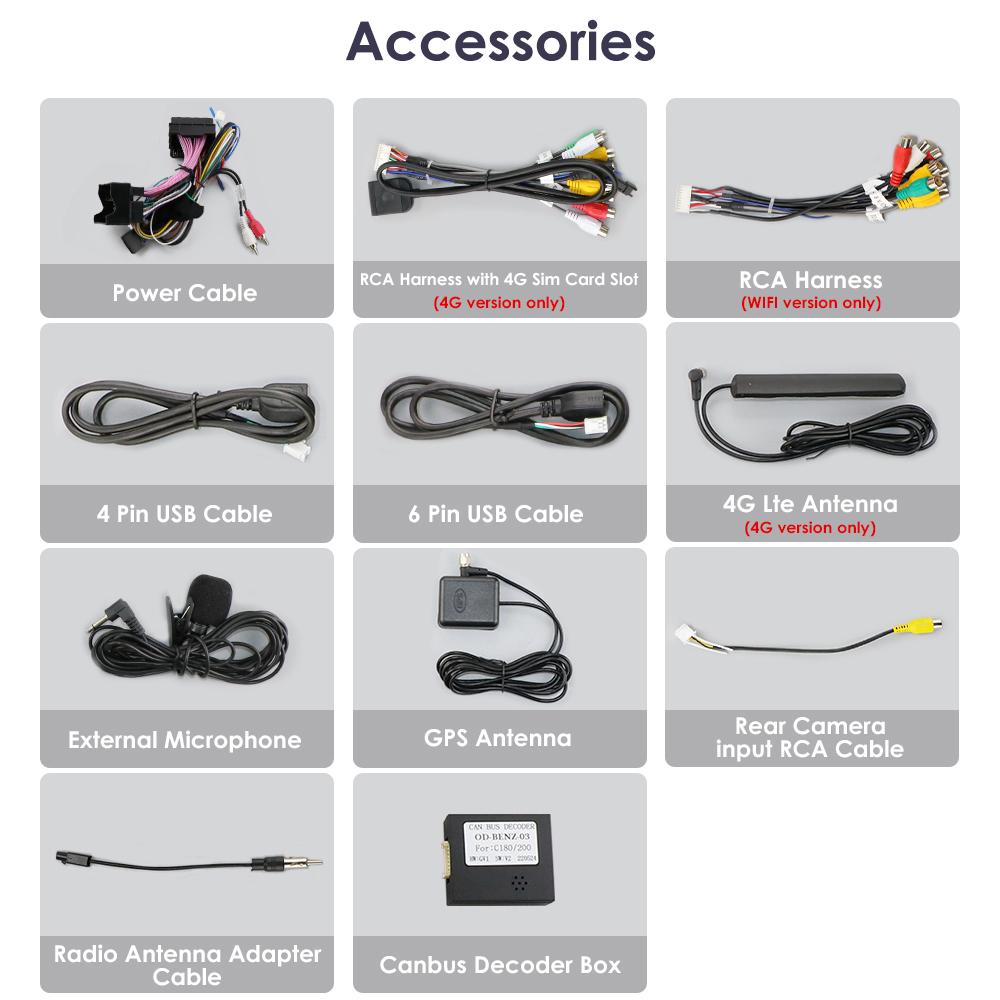 Hizpo 8GB+128GB 9'' 2Din Android 12 DSP RDS Araba Oto Radyo Multimedya Video Oynatıcısı Mercedes Benz C-Serisi 3 W204 S204 2006-2011 SWC GPS Carplay 4G