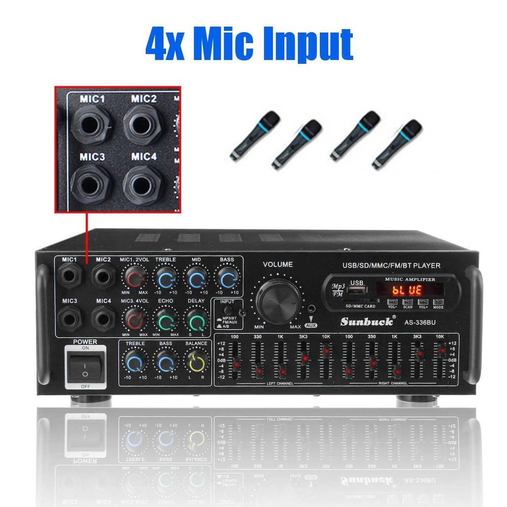 3000W Bluetooth Stereo Amplifier 326BT, Surround Sound, USB SD, FM Amplifier, DVD, AUX, LCD Display, Home Cinema, Karaoke