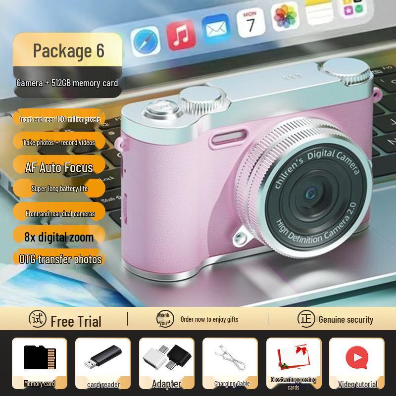 Zhao Lusi 9600W Pixel Dual Lens Cute Retro Digital Camera with Mobile Upload Capability for Students