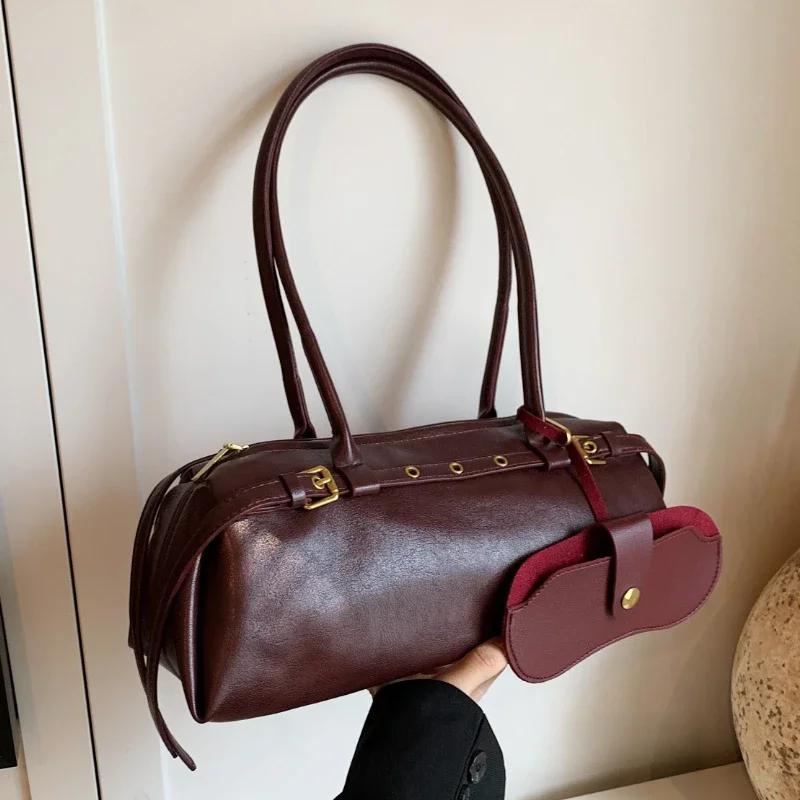 Buckle Decoration Fashion PU Shoulder Bag Solid Large Capacity All-match Handbags Purse   Bag for Women Bolsa Mujer