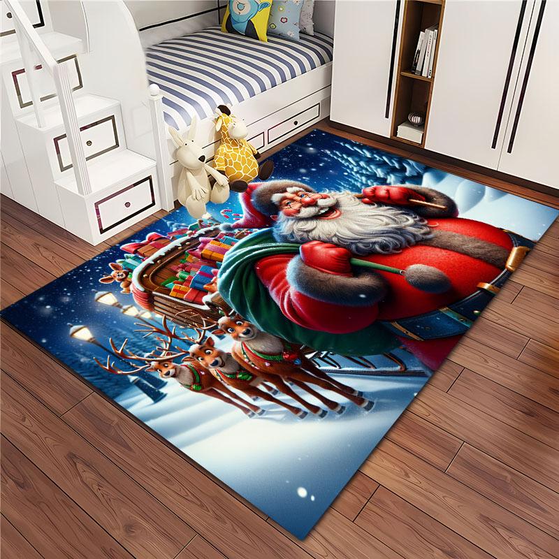 3D Christmas Cartoon Carpet, Living Room Bedroom Home Decor Carpet Garden Lawn Carpet Kitchen Kids Bedroom Mat Christmas Present