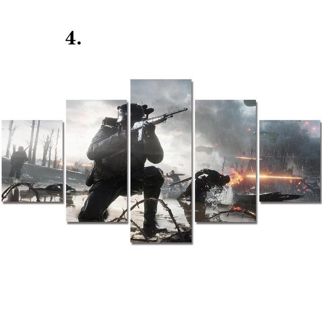 Umělecký modulární 5dílný plakát pro soutěžní střílečku HD tisky Malba na plátno Nástěnný obraz do obývacího pokoje Domácí dekorace Bez rámu