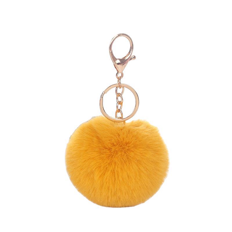 Schlüsselanhänger mit Kunsthasenfell-Bommel, Flauschiger Pompon-Taschenanhänger, Modisches Fellbommel-Accessoire für Damen-Taschen
