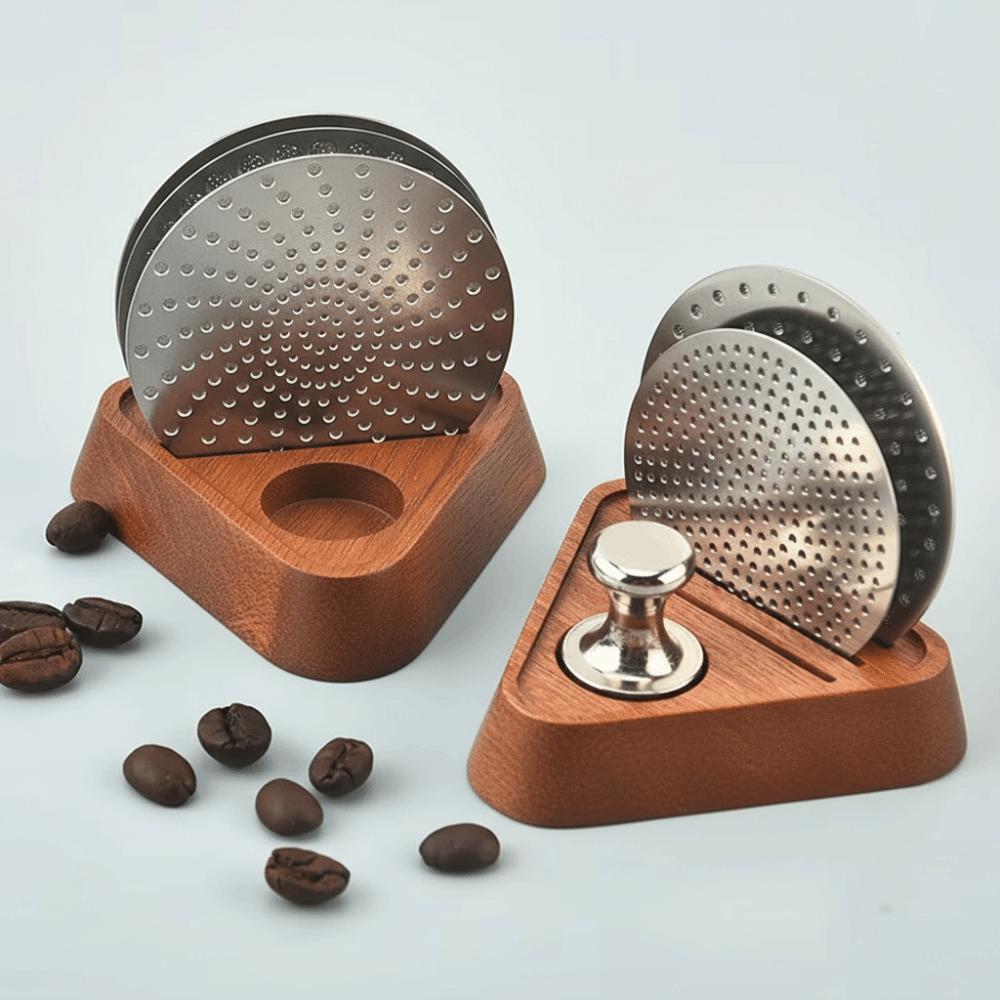 Wooden Material Coffee Puck Screen Stand Reusable Coffee Filter Storage Filter Stand Coffee Tools