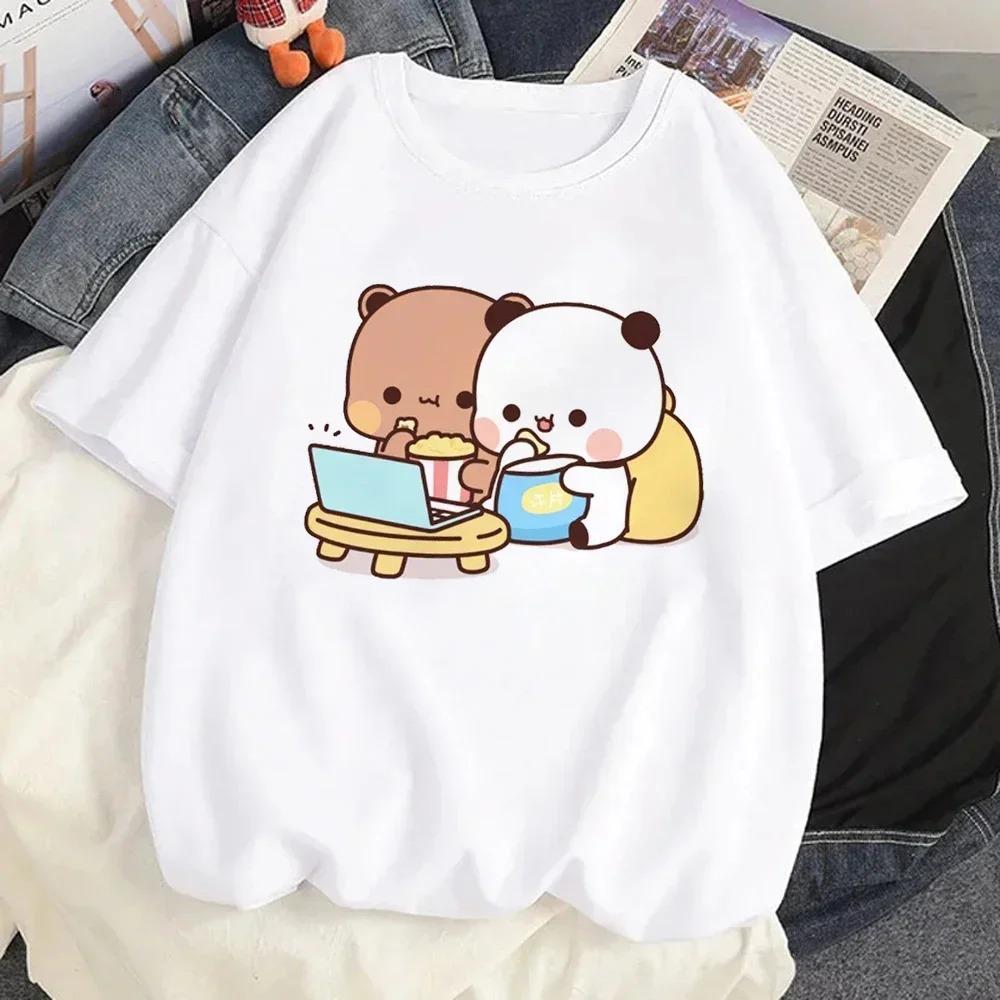 Cute Bear LOVE T Shirt Women Bubu Dudu Couple Tops Tee Summer Short Sleeve Tshirts FeUnisex Korean Casual Girl Tshirt Camisetas