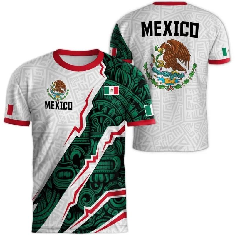 3D Printed Men S Mexico Flag T Shirt Stylish 3D Eagle Pattern for Outdoor Soccer Sports Breathable for Workout Outdoor Sports