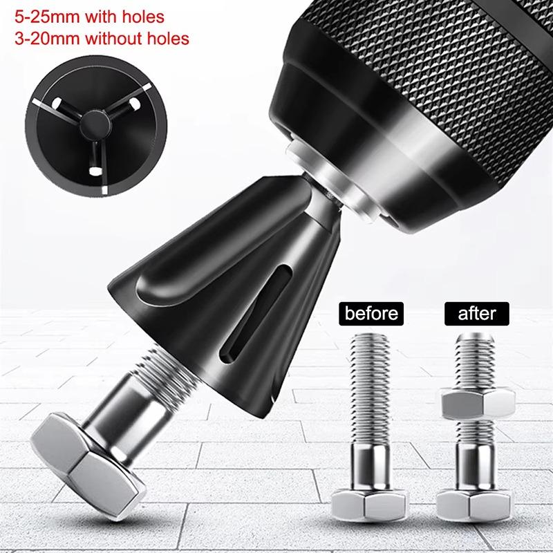 Deburring Chamfering Tool for Screw Metal Wood Plastic Cast Iron External Circle Chamfer Round Edge Trimming Polishing Power Drill Attachment Tool