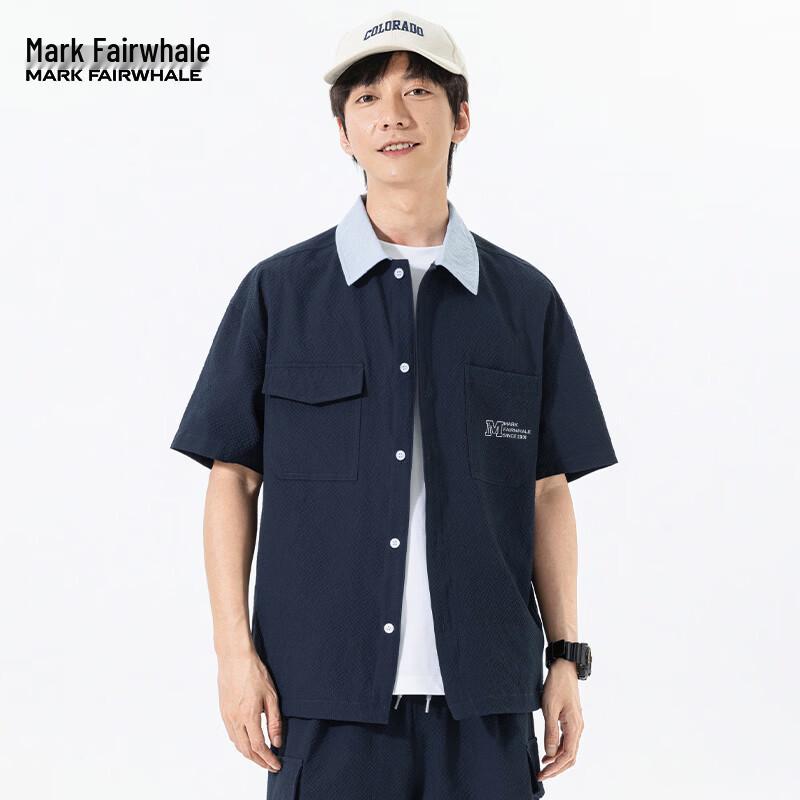 MARK FAIRWHALE Men s Summer Casual Loose Short-Sleeve Shirt 2XL