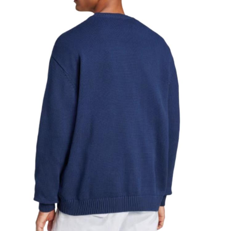 adidas Originals SS25 Serie Sportiva Classica Felpa a Maniche Lunghe Calda Confortevole Delicata sulla Pelle Uomo Felpa Blu Indaco Scuro JC6349