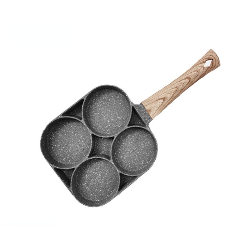 

Сковорода для омлета с 4 отверстиями, утолщенная антипригарная сковорода для яиц, блинов, стейка, гамбургского хлеба, чайник для завтрака, индукционная плита s серый