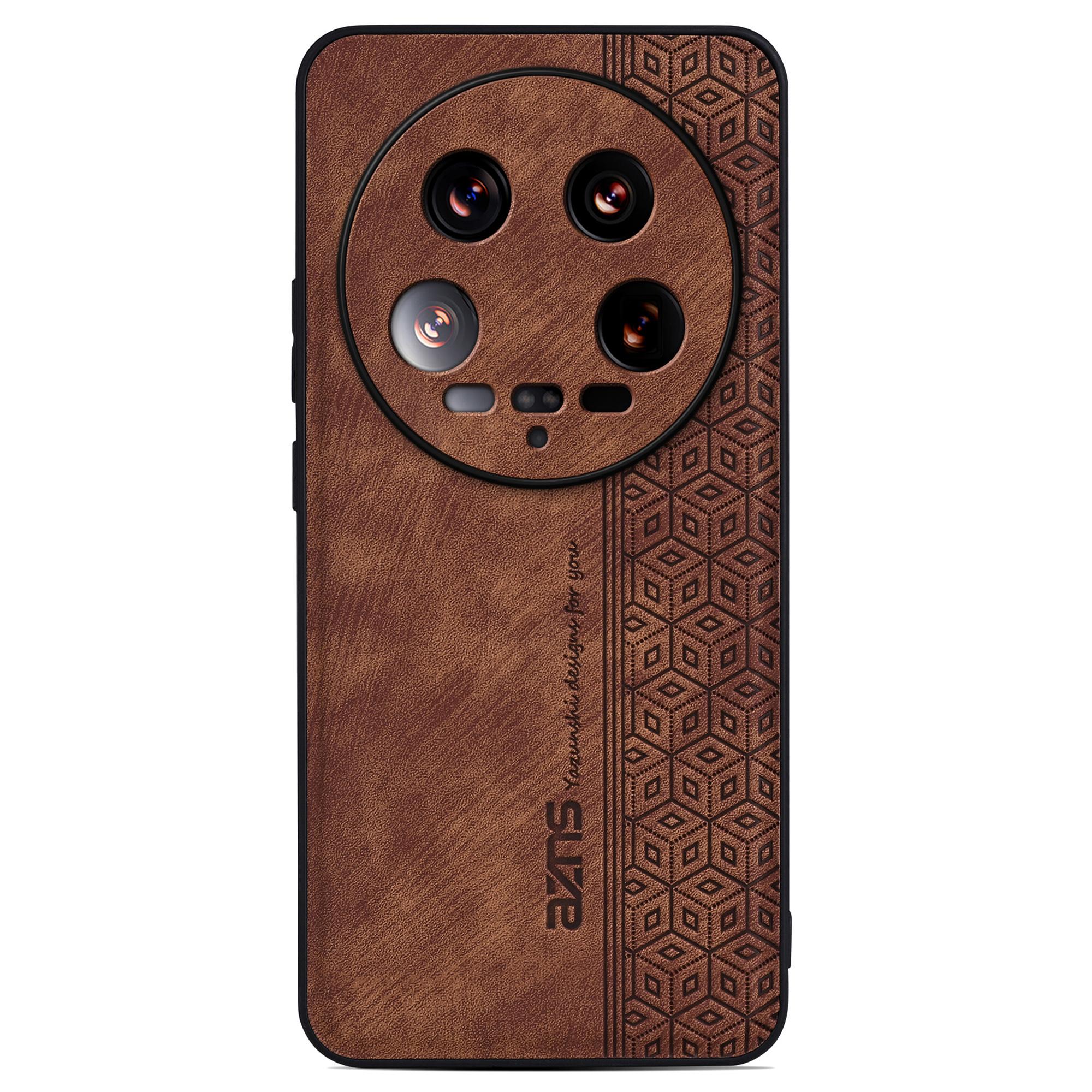 

AZNS For Xiaomi 14 Ultra Case Pattern Leather+TPU Drop Protection Phone Cover Brown