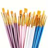 Vibrant Nylon Bristle Paint Brush Set with Durable Plastic Handles - Perfect for Oil, Watercolor, and Gouache Artworks - Multicolor Selection