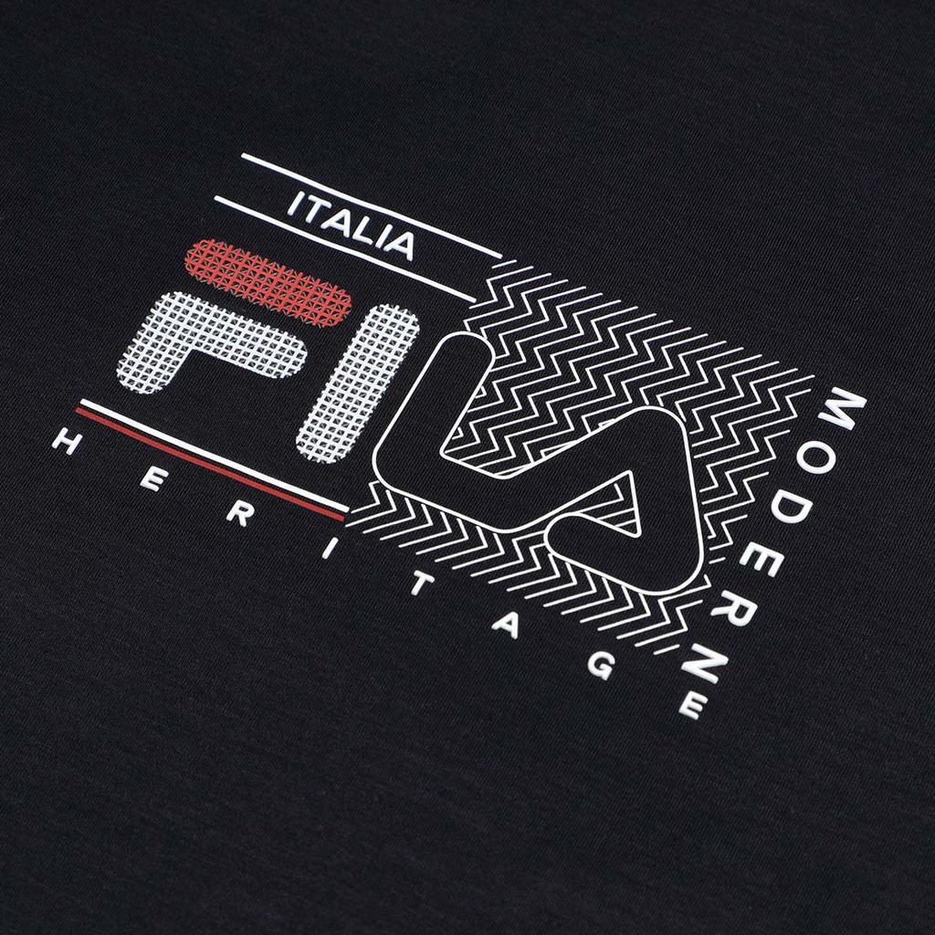FILA Logo Print Casual Knit Short Sleeve T-Shirt Men Tops Legendary-Blue F11M321108FNV
