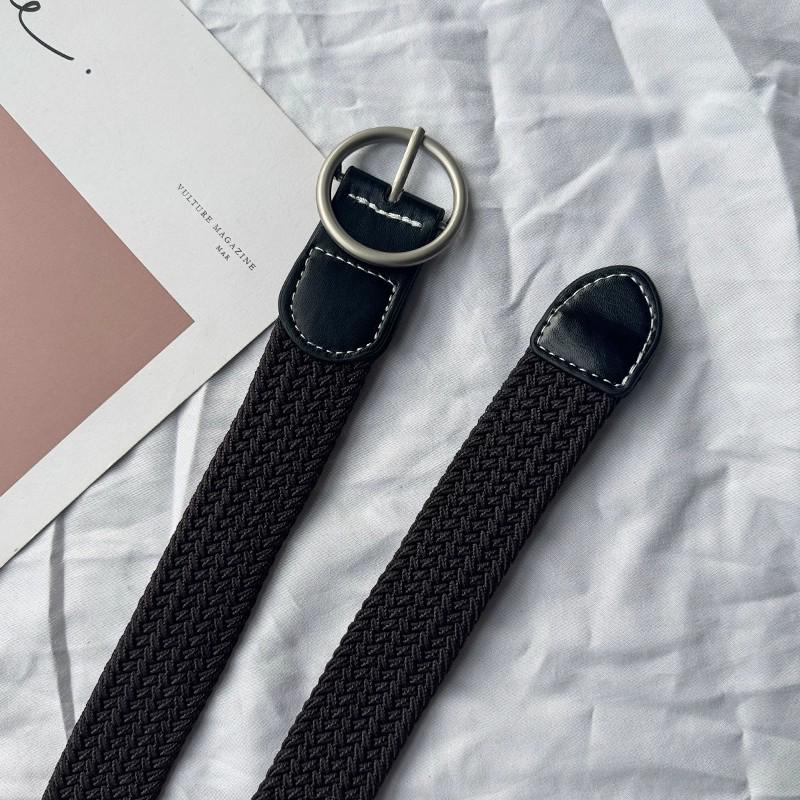 Unisex Korean Style Canvas Belt with Elastic Waistband and Pin Buckle
