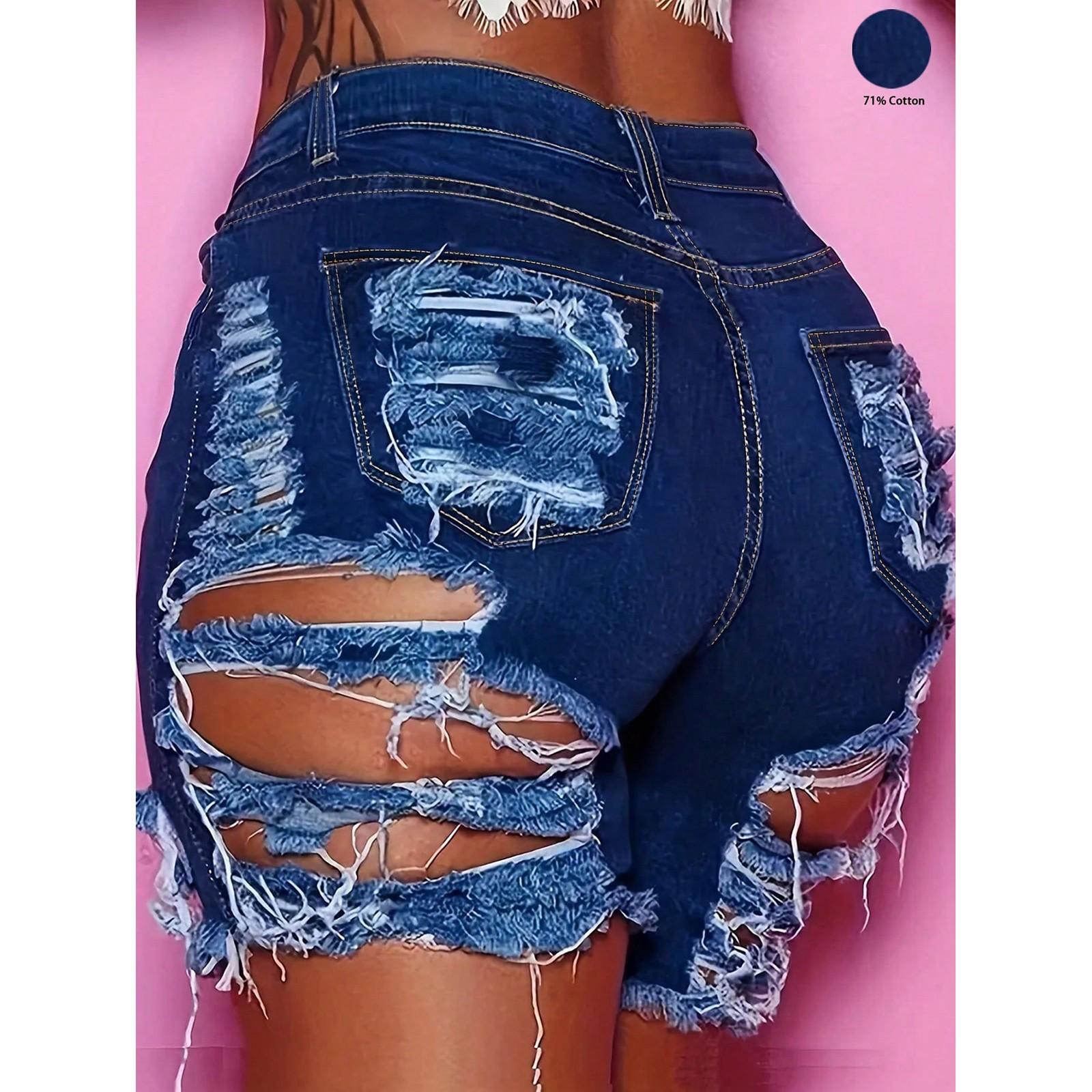 

Женские джинсы ретро однотонные с высокой посадкой джинсовые шорты L