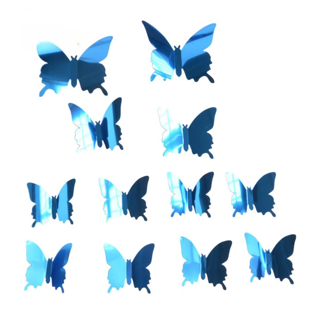 

Wall Stickers Decal Butterflies 3D Mirror Home Decors CDN One Size синий