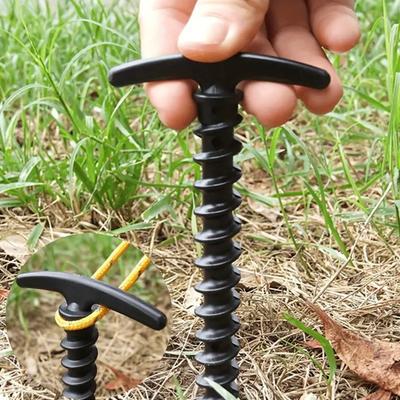 10Pcs Plastic Screw-in Tent Stake, Heavy Duty T-shaped Canopy Tent Peg, Windproof Spiral Ground Stake for Outdoor Camping Hiking Garden