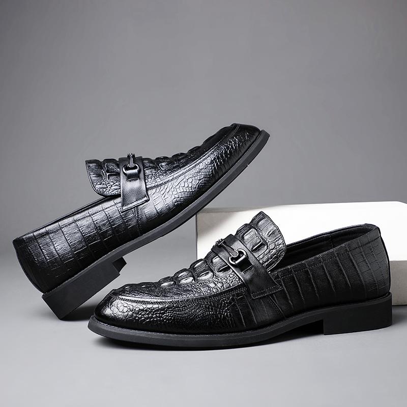 Men Loafers Leather Business Moccasin Crocodile Style Footwear Fashion Slip On Driving Casual Shoes Classical Dress Man Shoes