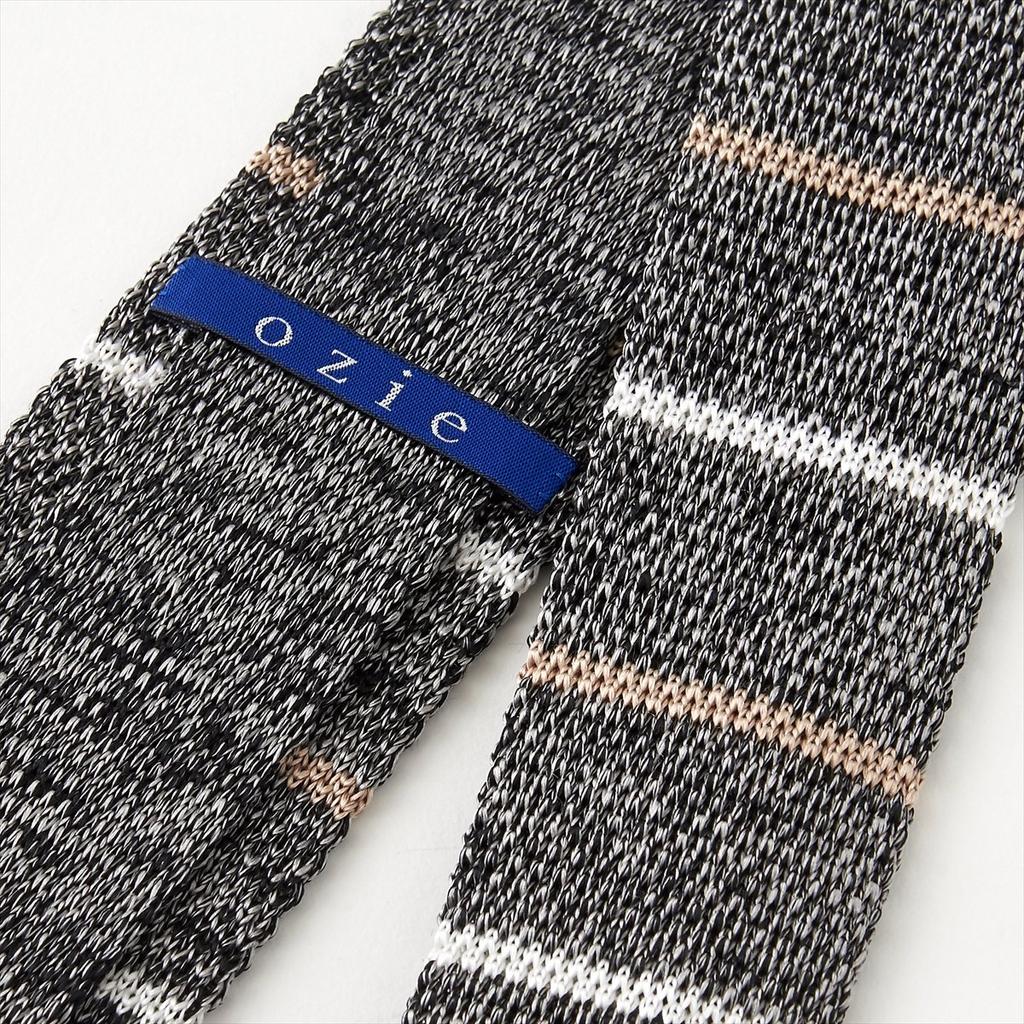 Tie Tie Black [Ogier] Tie/Knit 100% Silk/Border Pattern/Narrow Tie/Slim NK-033