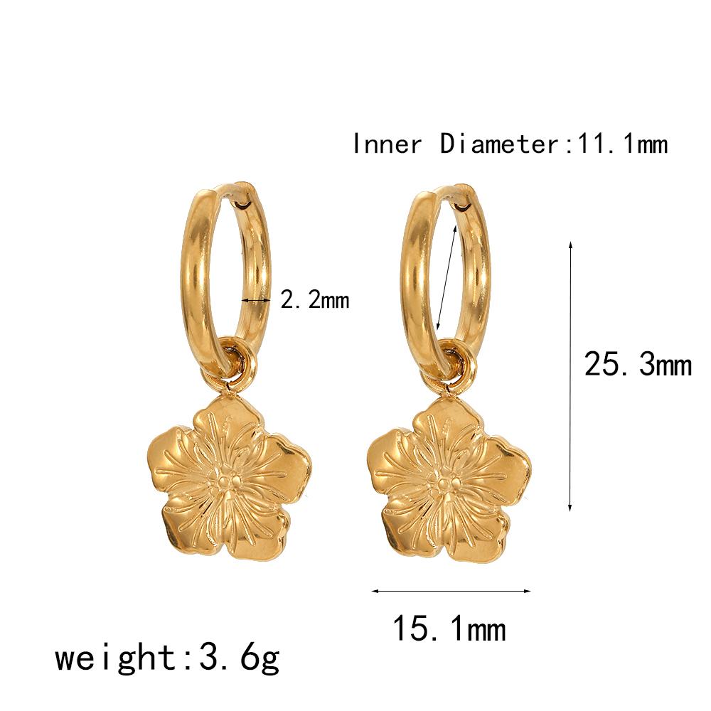 Stainless Steel Hot Selling Gold Plated Flower Pendant Accessories Earrings Vintage Fashion For Women Jewelry Gift