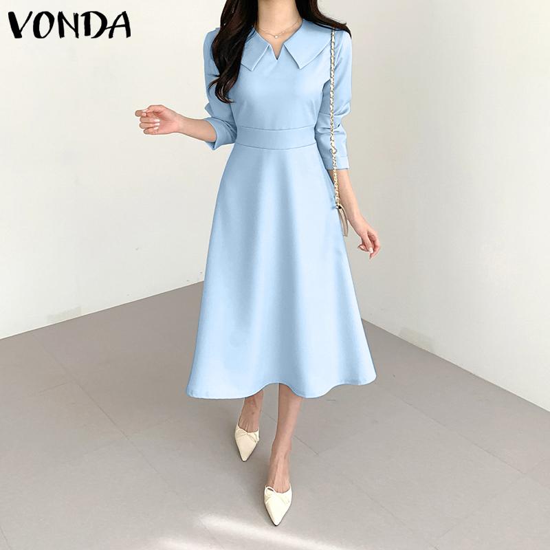 

VONDA Элегантное женское длинное платье с v-образным вырезом и талией