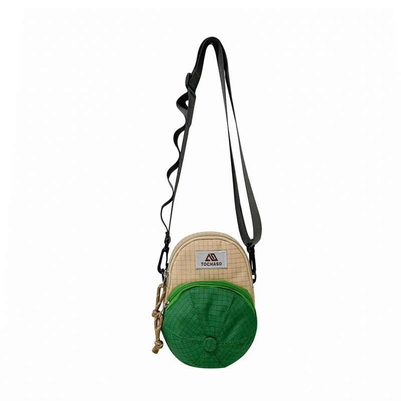 Checkered Color Double Children Shoulder Bag Outdoor Travel Casual Bag Crossbody