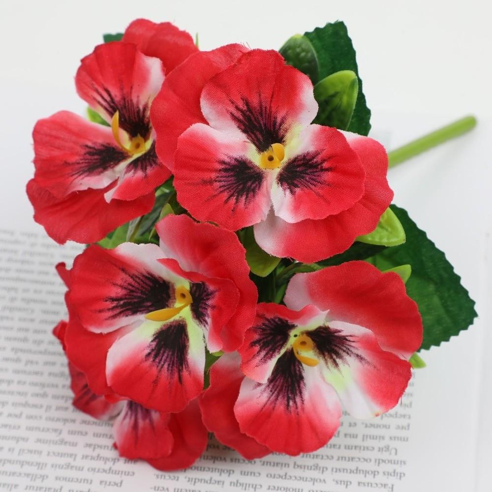 Dyed Edged Artificial Pansy Flowers DIY Floral Simulation Flowers  Photography Props