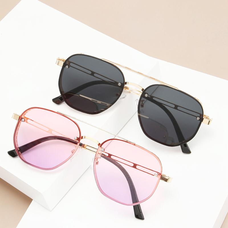 Retro Round Double Beam Sunglasses Metal Hollow Large Frame Sun Glasses For Men Women Shades Outdoor Driving Goggles Uv400