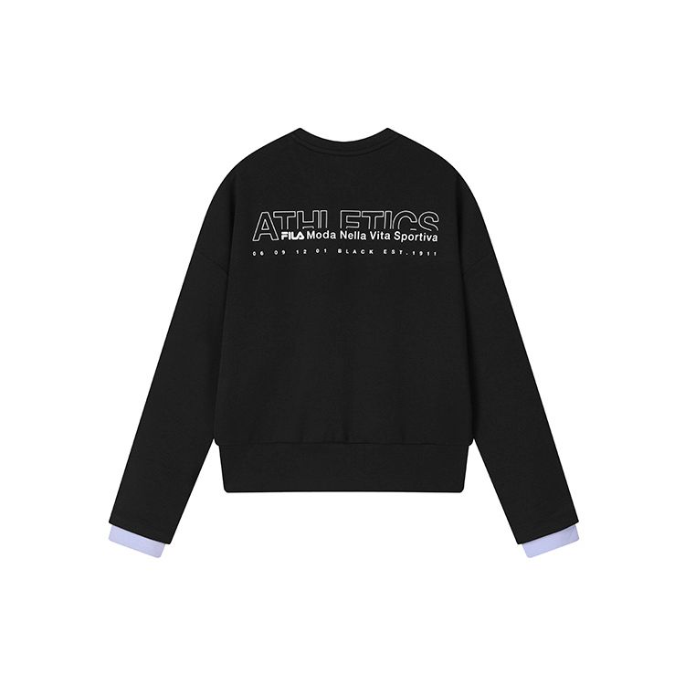 

FILA Athletics Letter Print Loose Sports Hoodie Women hoodies Deep-Black A11W131221F-BK XL