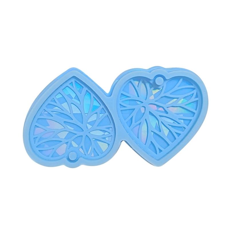 Heart Holographic Resin Mold Earring Silicone Mold Keychain Pendant Epoxy Resin Casting Mold Kit Resin Craft Tools