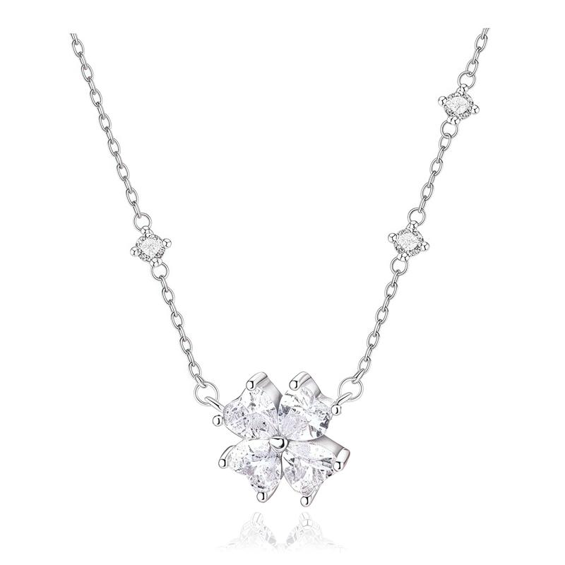 Barbie necklace [Love Confession Limited & Lucky Company] Classic four-leaf clover clavicle chain, sweet temperament, sparkling BBXL-00022 серебряный