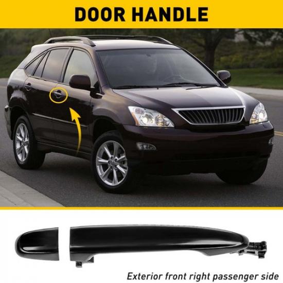 1X Handle Door 2007-2011 Exterior Black For Camry Front Toyota RH Passenger Side