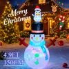 4.9FT Xmas Holiday Inflatable Yard Decor LED Snowman Penguin Hat Christma Home Decoration Ornament Festive Toy Gift Supplies