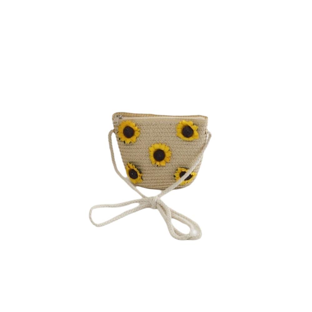 Sun Protection Children Beach Straw Hat Sunflower Fisherman Hat Fashion Sun Hat  Summer Beige-Bag