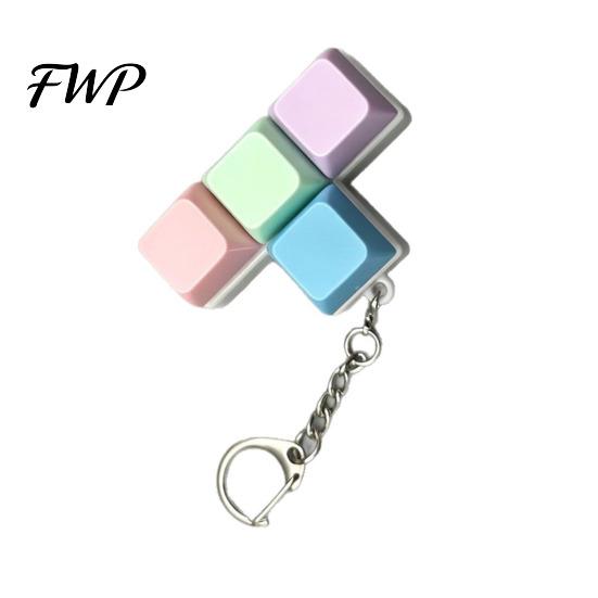 Office Stress Relief Colorful Keyboard Fidget Toys Mechanical Button Clicker Keychain Fingertip Sensory Toy Creative Decompress for Adults Work