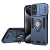 Hybrid Armor Shockproof Case For Motorola Moto G55 G35 G15 Power Sliding Window Metal Ring Holder TPU Frame Plastic Phone Cover