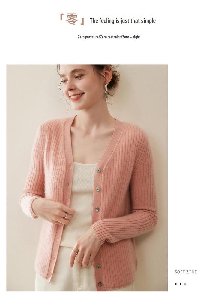 Women's 100% Pure Cashmere V-Neck Cardigan Sweater - Short Knitwear for Autumn/Winter