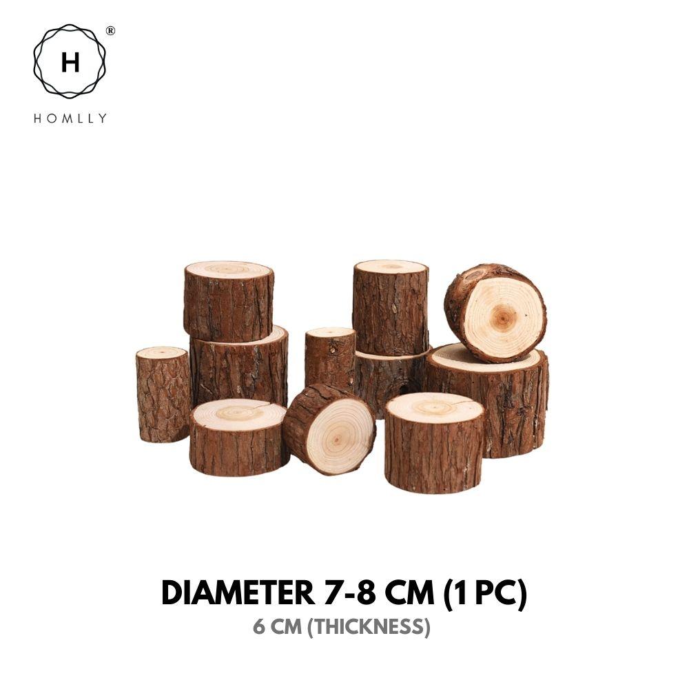 

Homlly Unfinished Wood Rounds Natural Thicken Slab with Bark Rustic Craft Wooden Christmas Ornaments X5PCS Diameter 7-8cm/6cm x5