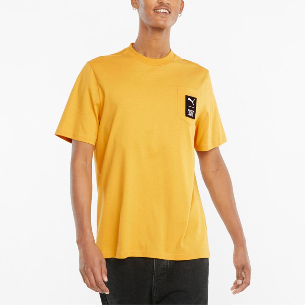 Puma X First Mile Pocket Logo Solid Color Sports Short Sleeve T-Shirt Men Tops Earth-Yellow 532337-37