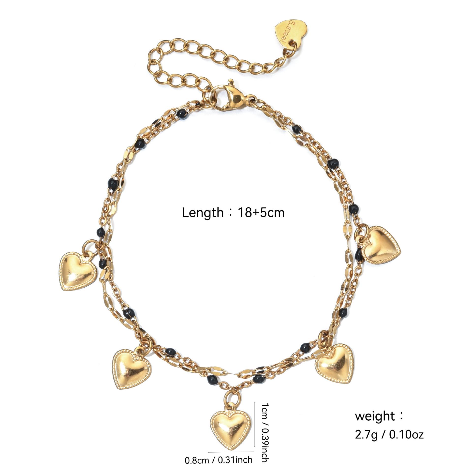 Stylish Double Layer Stainless Steel Heart Bracelet with Colorful Enamel Drip