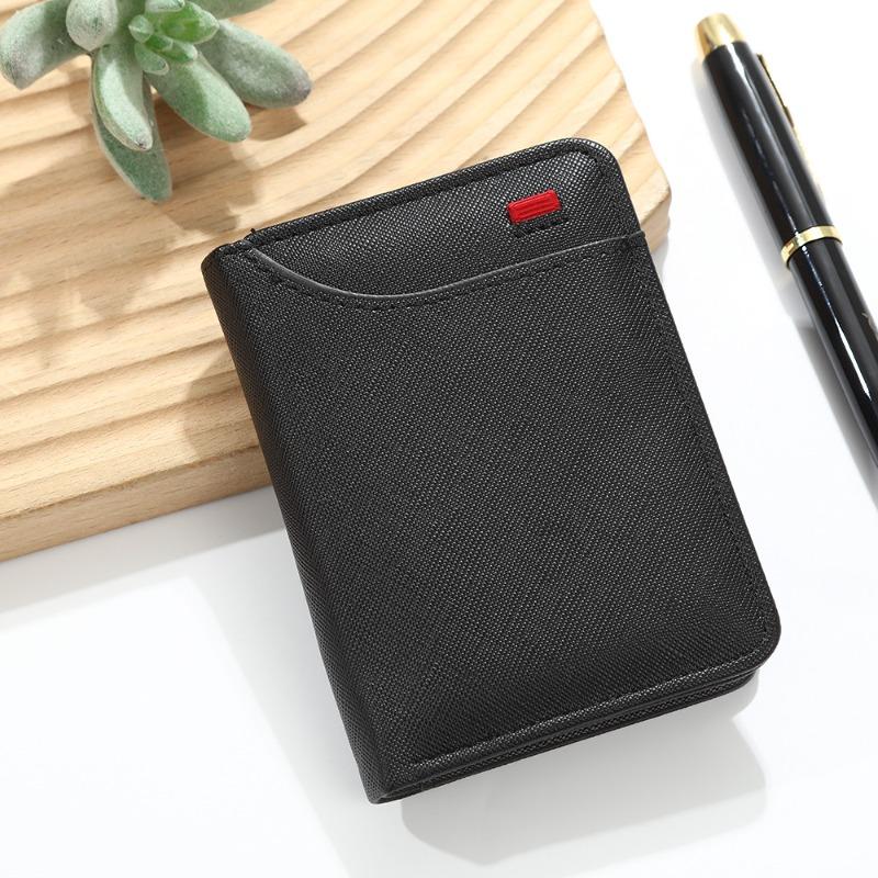 Men’s Slim Bifold Wallet, Compact PU Leather Card Holder with Multiple Card Slots, Cash Pocket, ID Window, Minimalist Small Wallet for Everyday Carry