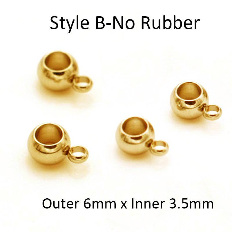 20pcs Stainless Steel Stopper Beads for Earring Necklace Bracelet Jewelry Making DIY Gold Bail Bead Hanger Rings Rubber Beads