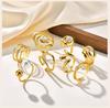 Fashion Stainless Steel Open Ring Minimalist for Women, Unique Adjustable Geometric Stacking Ring Gold Plated Waterproof Jewelry