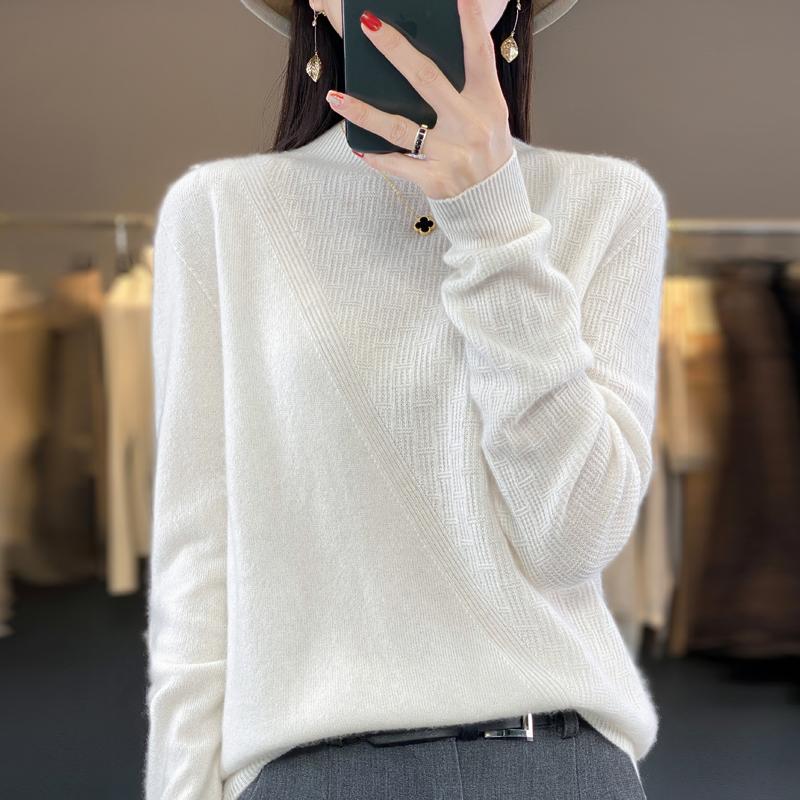 

Жіночий светр з круглим вирізом Qinghe кашемір 30% кашемір 70% вовна Жіночий осінньо-зимовий кашеміровий светр м який і теплий XXL білий